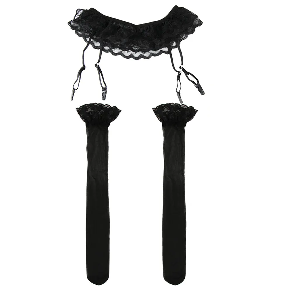 1 Set Womens Fashion Sexy Lace Soft Top Thigh-Highs Stockings   Suspender Garter Belt