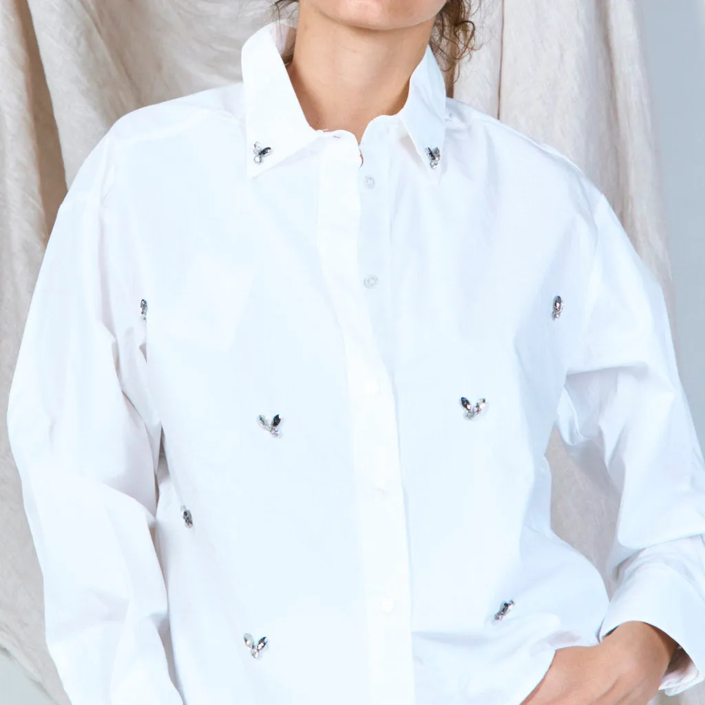 100% Cotton embellished collar and cuff shirt wholesale