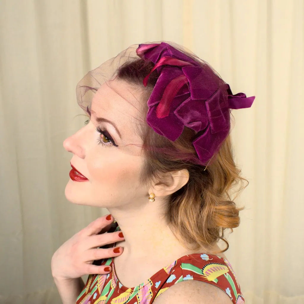 1950s Raspberry Crescent Hat