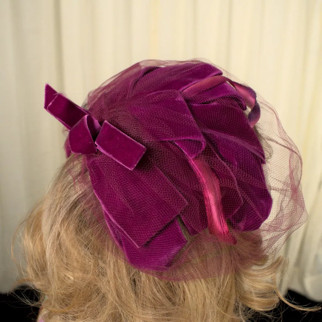 1950s Raspberry Crescent Hat