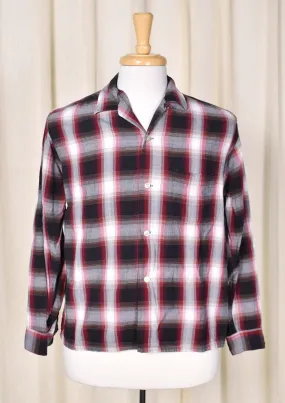 1950s Red & Blk Plaid LS Shirt