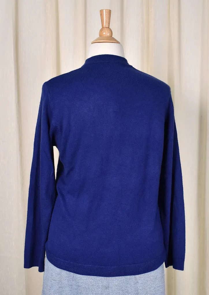 1950s Style Vintage Blue Cardigan