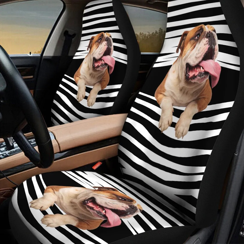 3D All Over Print Pitbull Car Seat Covers, Front Car Seat Cover With Dog