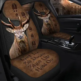 3D All Over Printed Deer On Front Car Sear Cover Brown Pattern