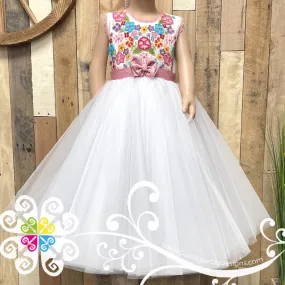 4T Girls Embroidered Party Dress