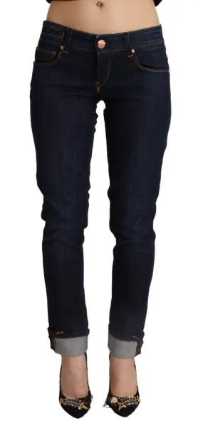 Acht Blue Cotton Low Waist Slim Fit Denim  Trouser Jeans