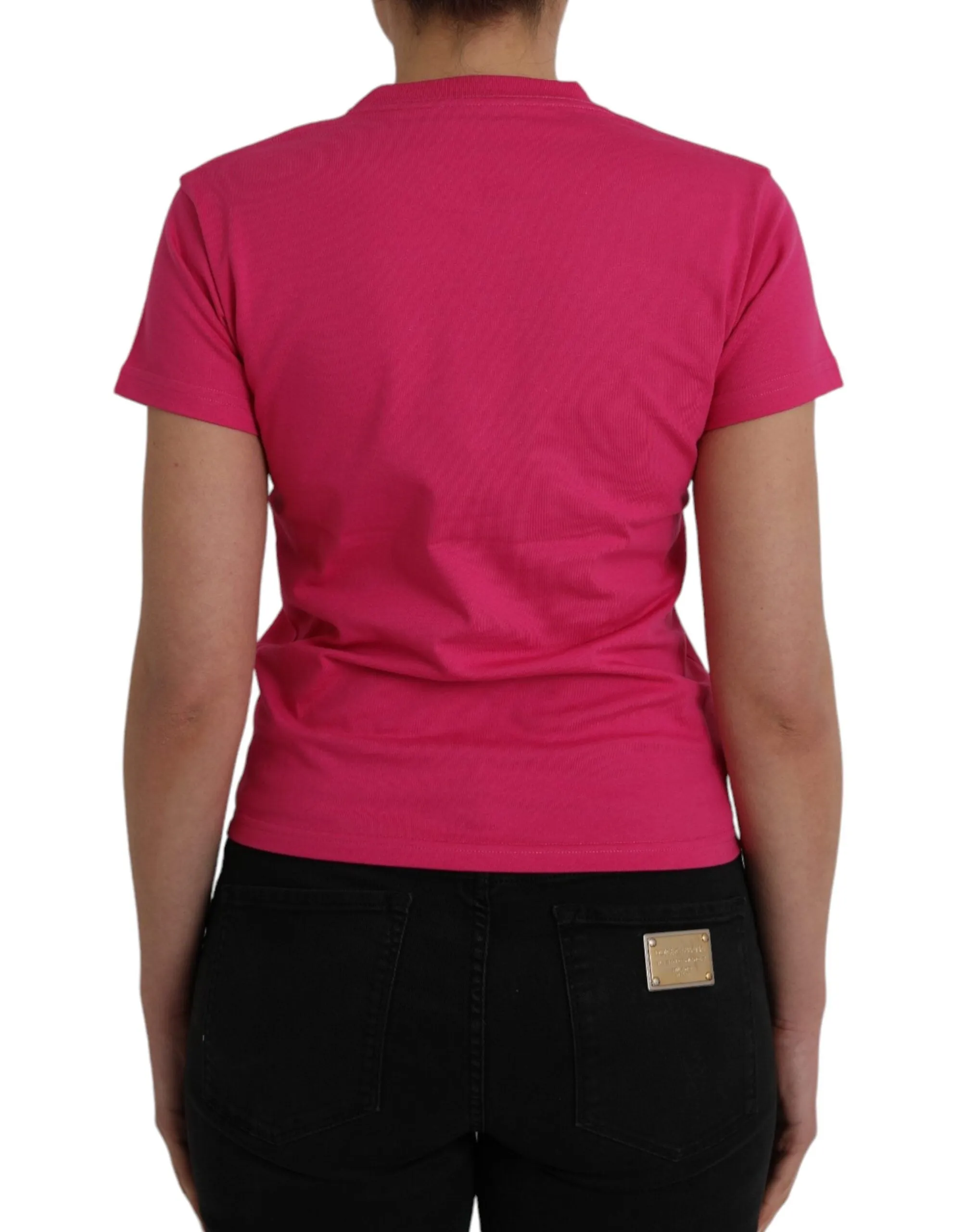 Balenciaga Pink Cotton Crew Neck Short Sleeves Tee Women's T-shirt