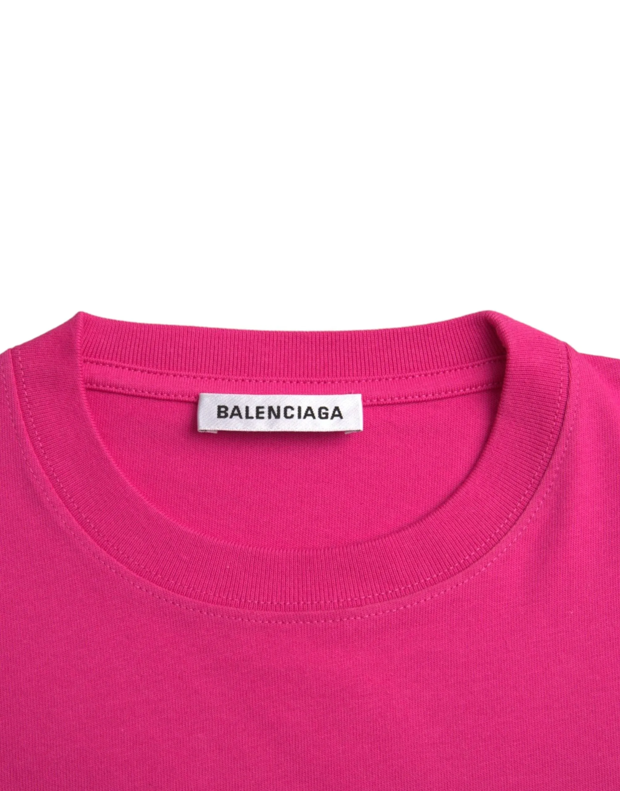 Balenciaga Pink Cotton Crew Neck Short Sleeves Tee Women's T-shirt