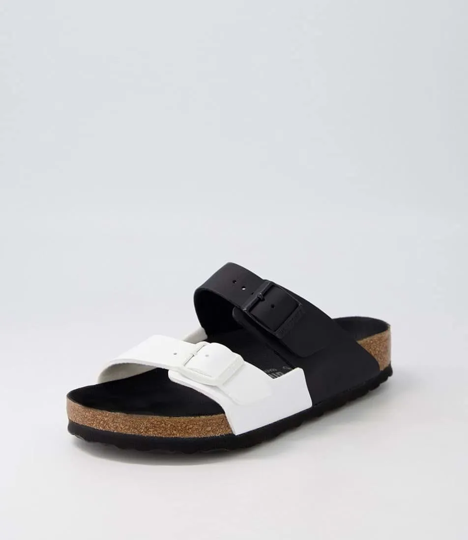 Birkenstock Birko-Flor Narrow Arizona Split in Black and White