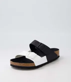 Birkenstock Birko-Flor Narrow Arizona Split in Black and White