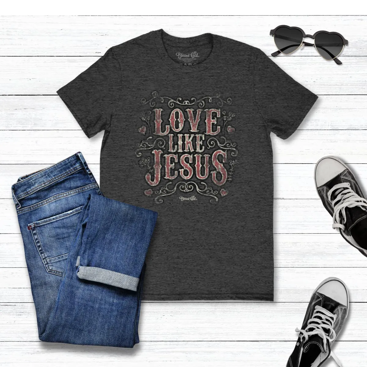 Blessed Girl Womens Boyfriend T-Shirt Love Like Jesus