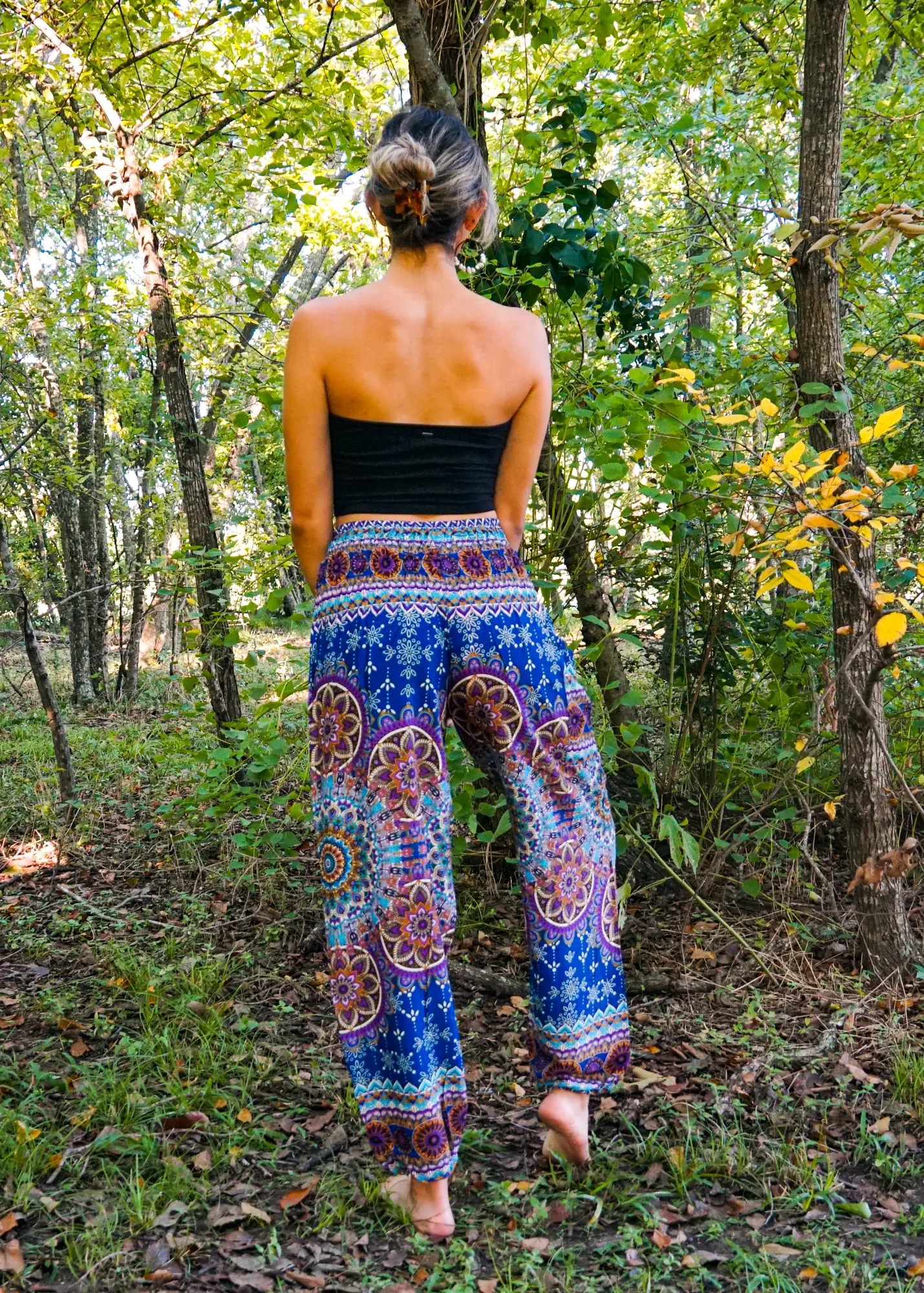 Blue Lotus Chakra Floral Harem Pants