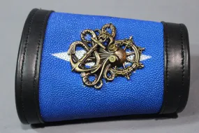 Blue stingray cuff with custom Victorian Curiousities pin!