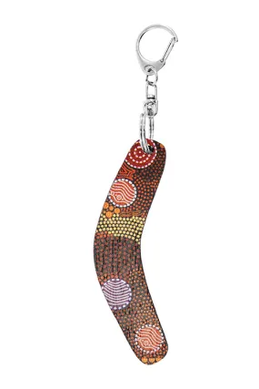 Boomerang Shape Wooden Keyring (Australian Made) - Upper Bullawa By Wendy Pawley