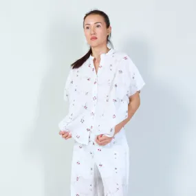 Button-down shirt with delicate floral embroidery wholesale