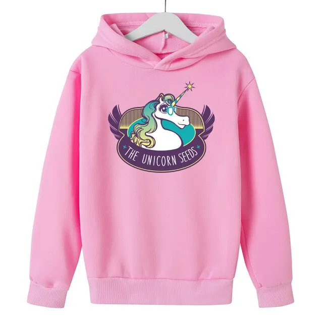 Children&#39;s Pink Unicorn Hoodie,boy&#39;s and Girl&#39;s Pure Catton Clothing, for Men and Women,size 4T-14T