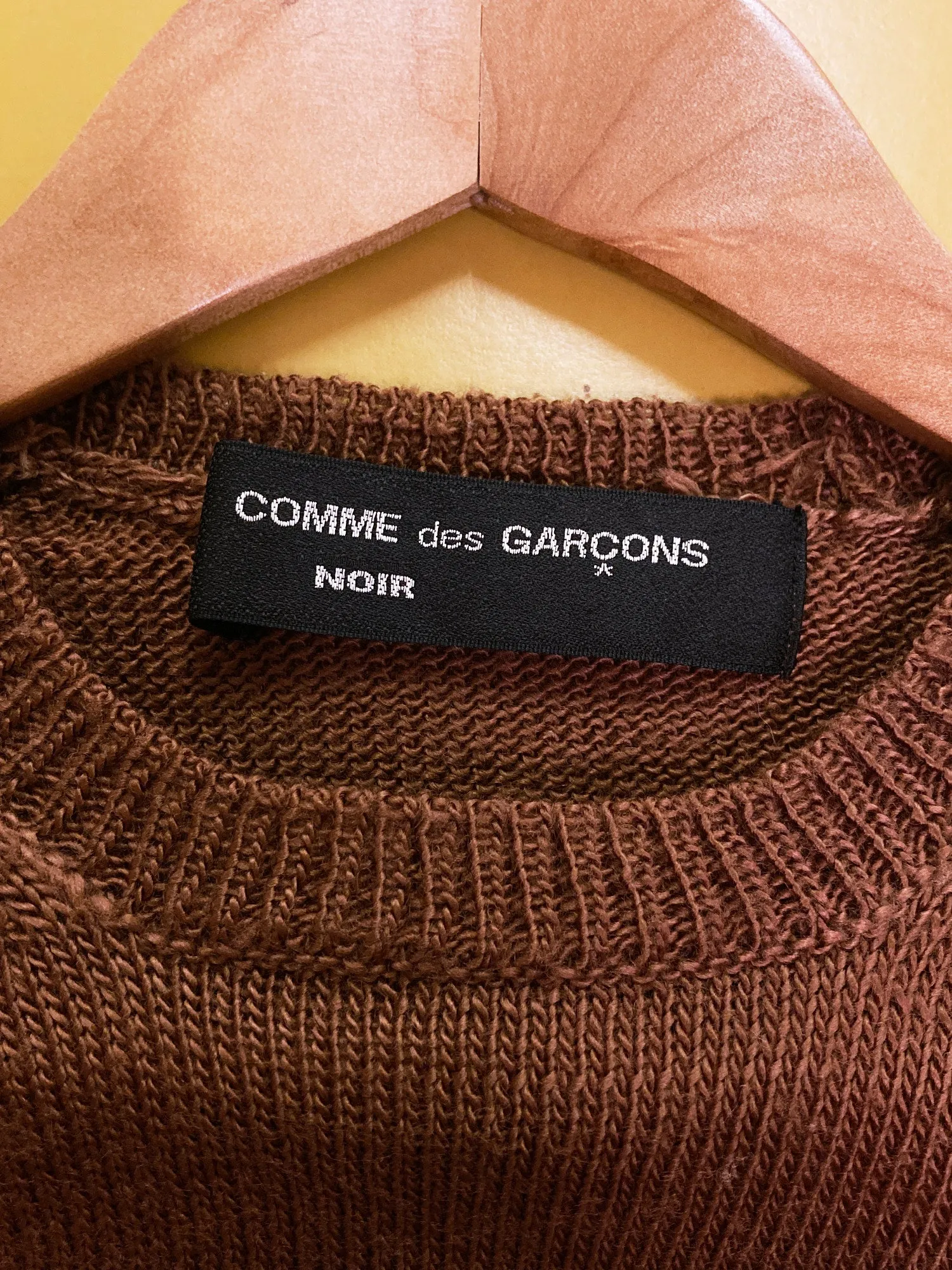 Comme des Garcons Noir 1995 brown acrylic short sleeve sweater