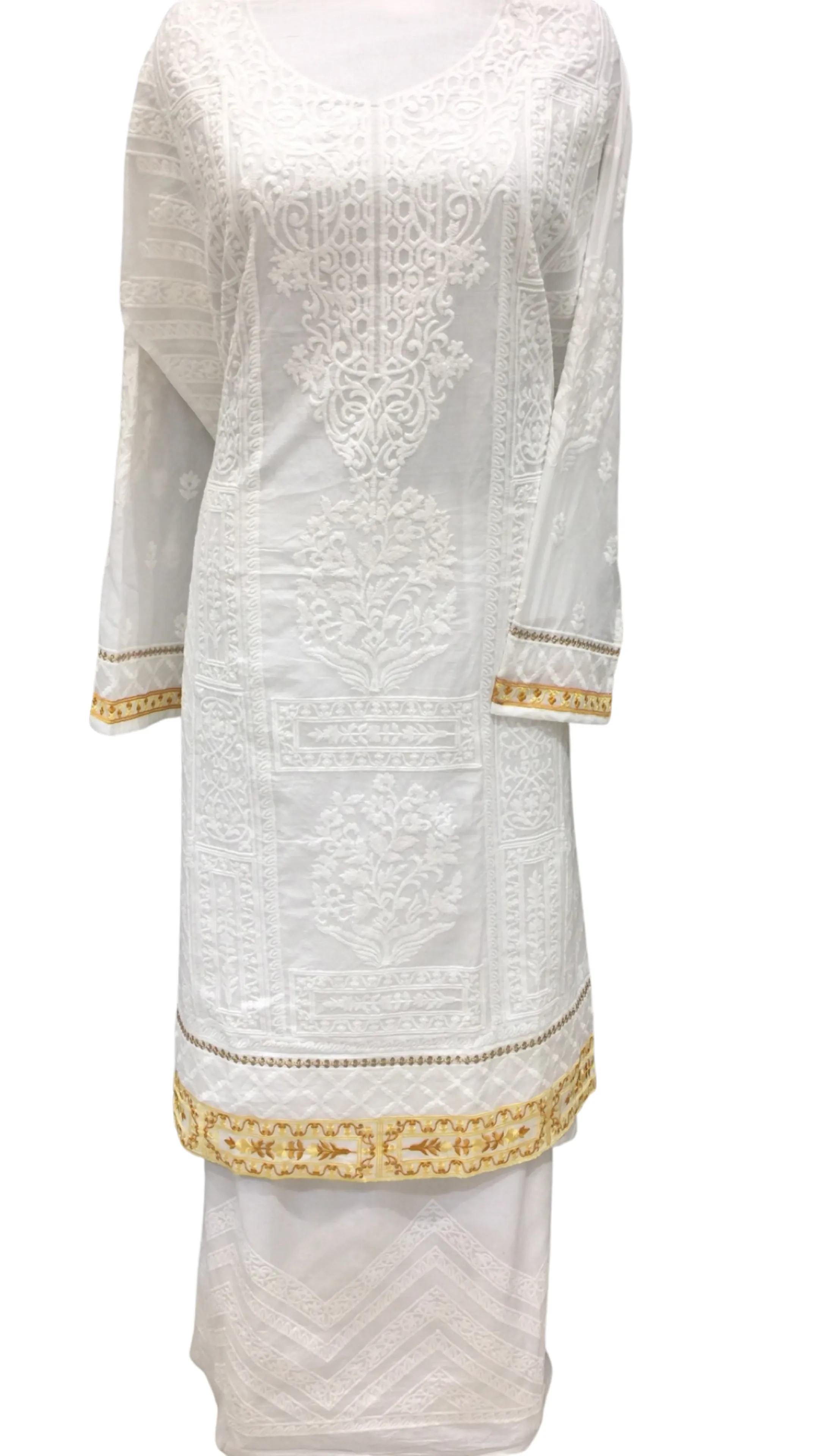 Cotton Chikankari Semi Stitched Suit with Chikan Embroidery