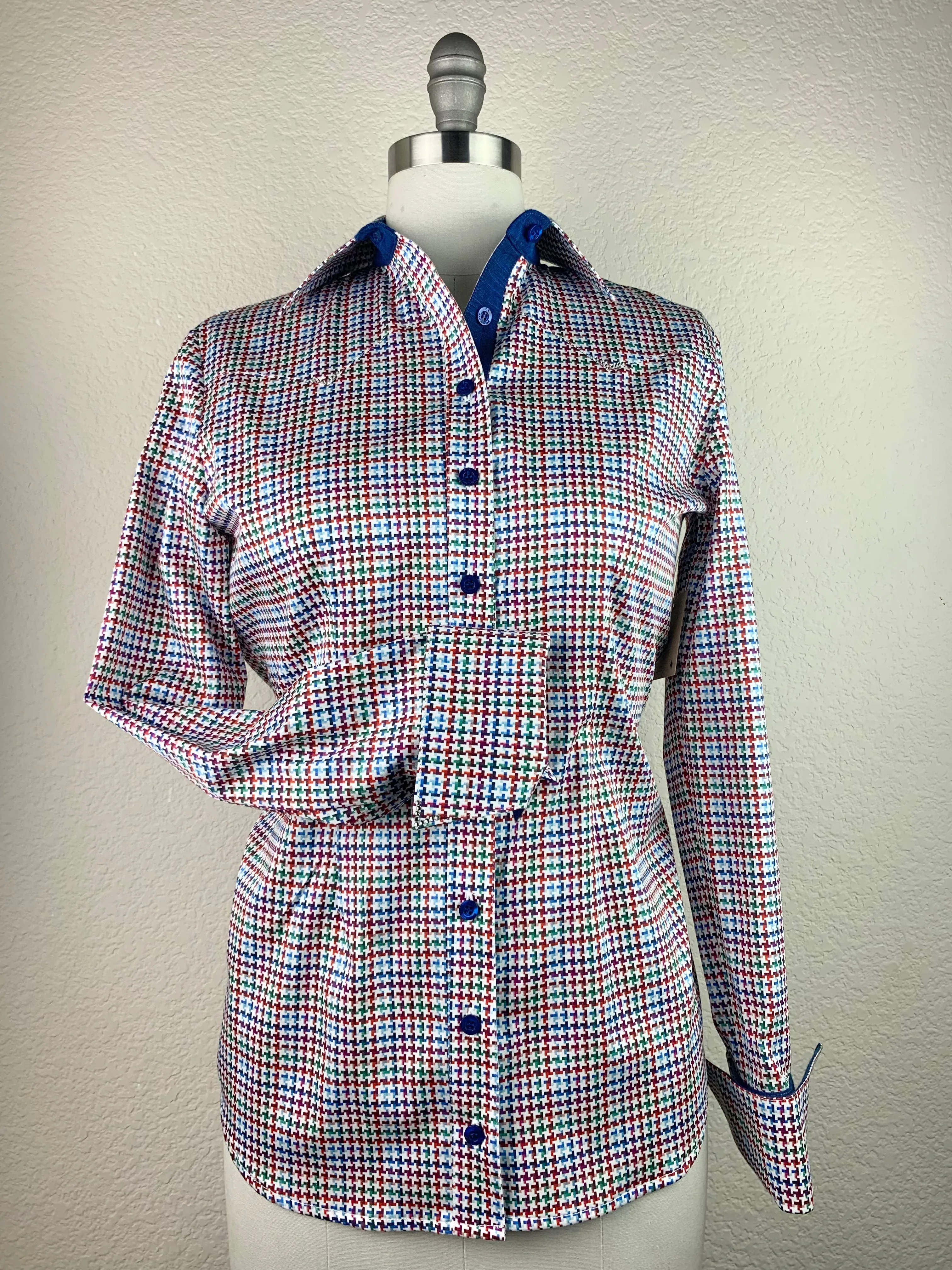 CR Classic Colorful Houndstooth Stretch Cotton Sateen - FINAL SALE