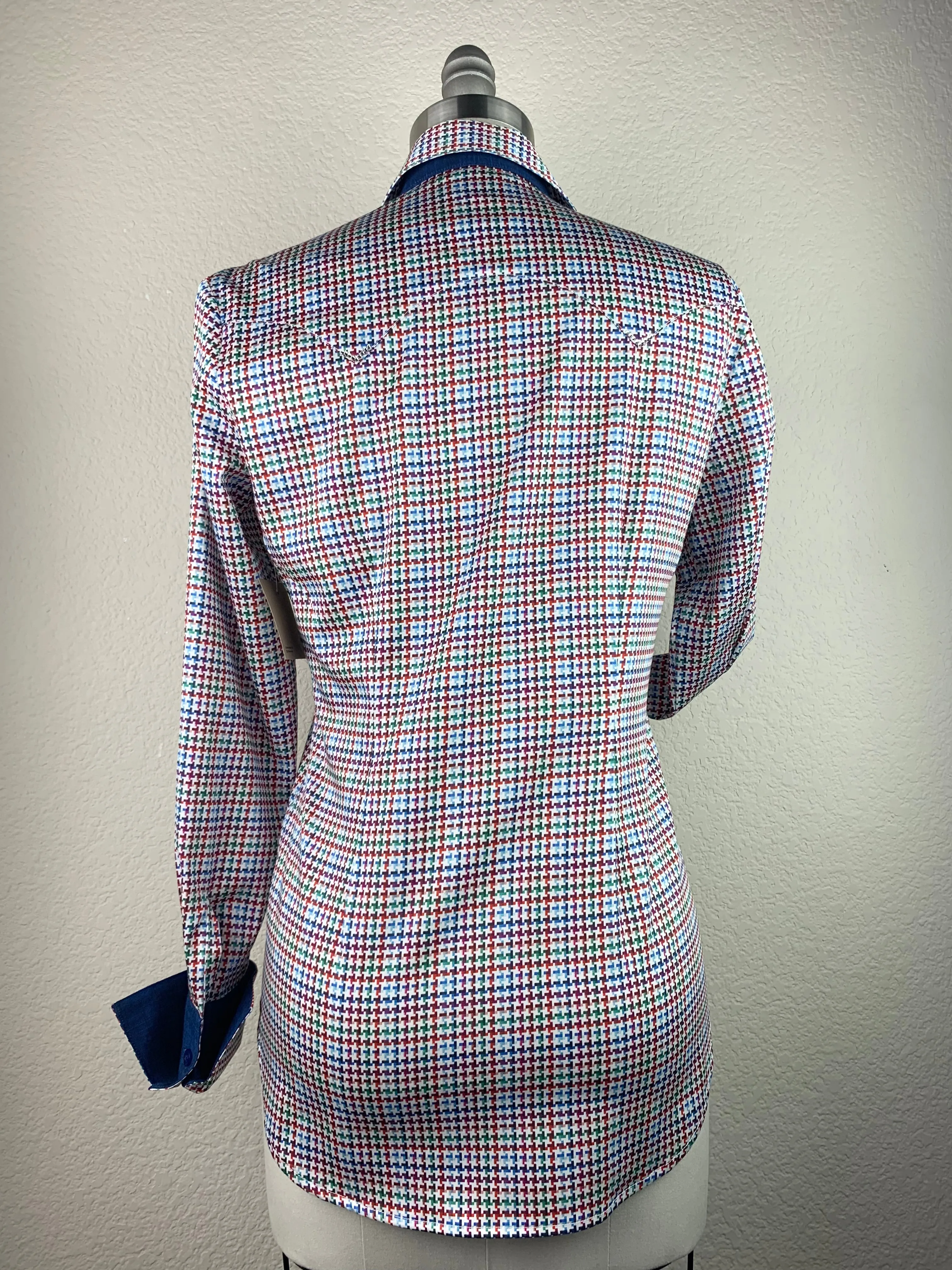 CR Classic Colorful Houndstooth Stretch Cotton Sateen - FINAL SALE