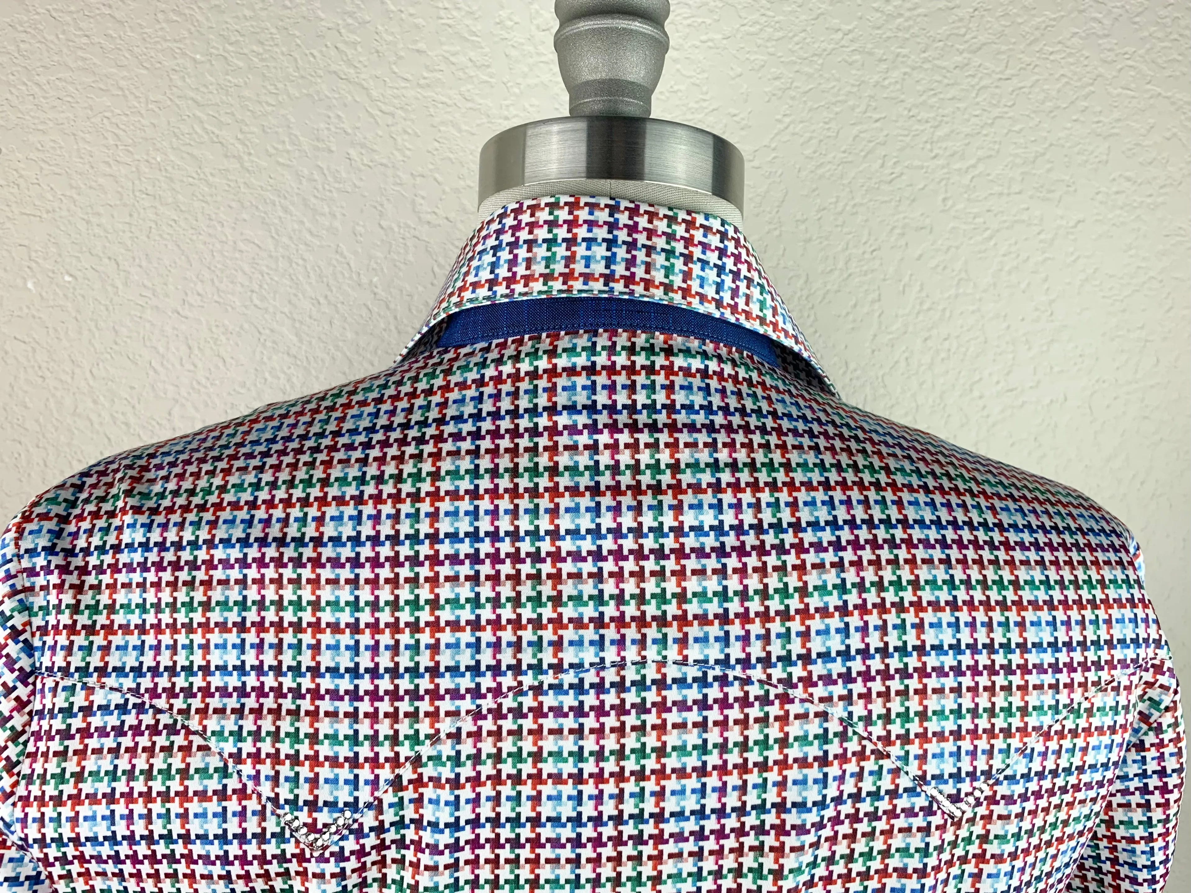 CR Classic Colorful Houndstooth Stretch Cotton Sateen - FINAL SALE