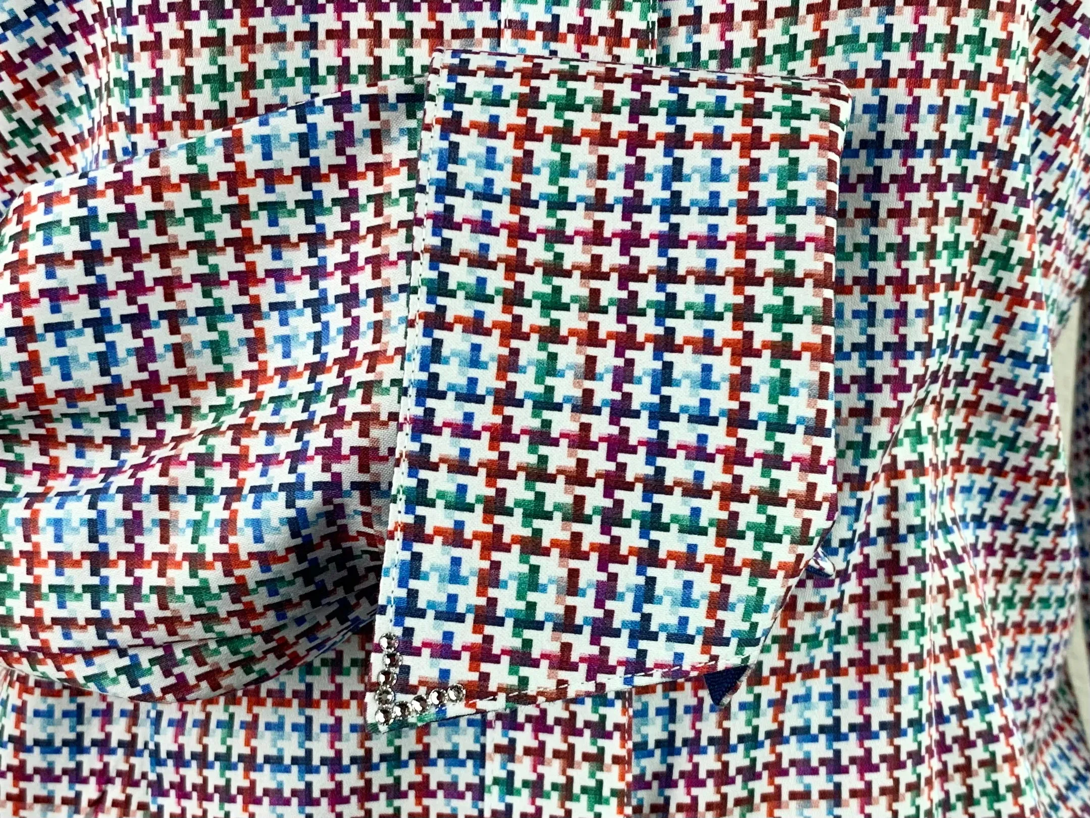 CR Classic Colorful Houndstooth Stretch Cotton Sateen - FINAL SALE