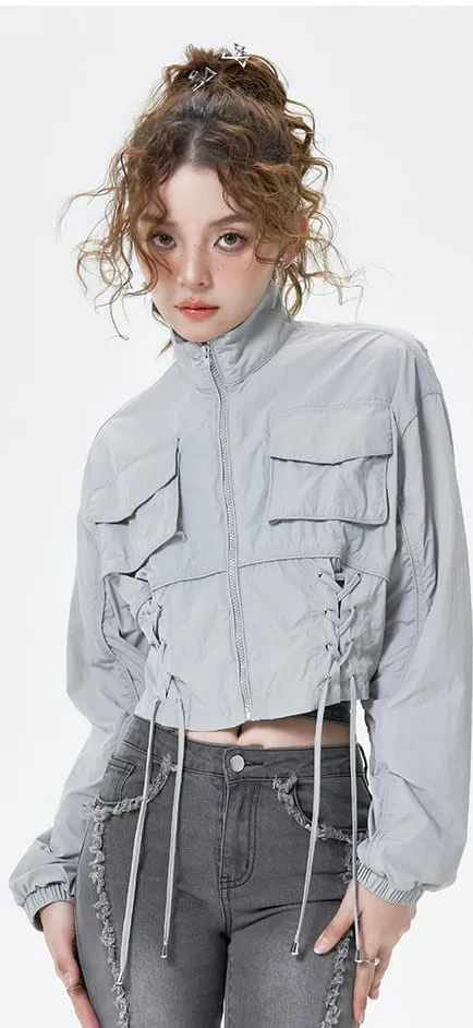 Cropped Zip Up Windbreaker