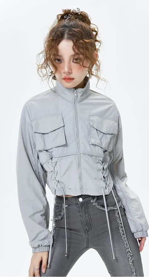 Cropped Zip Up Windbreaker