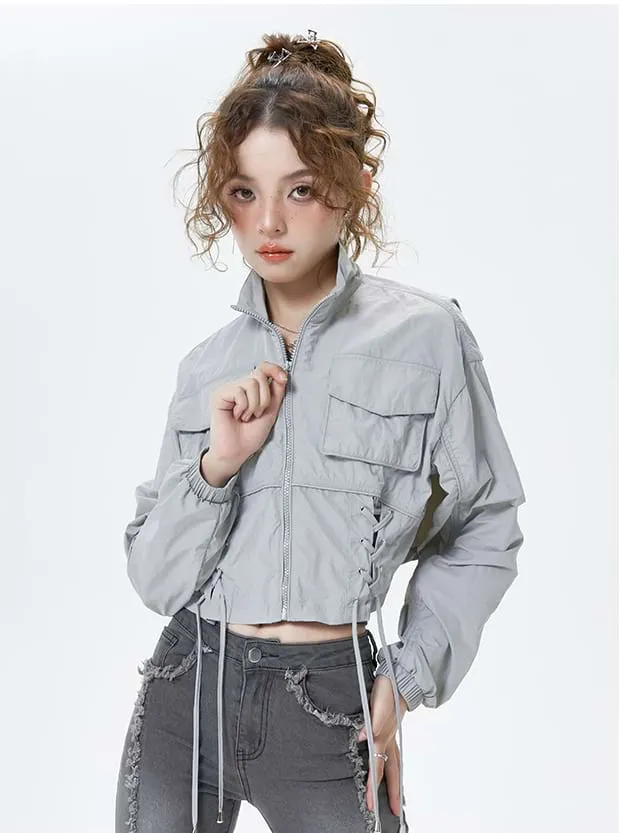 Cropped Zip Up Windbreaker