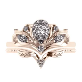 Custom request: Swanlake ring set with three diamonds wedding band