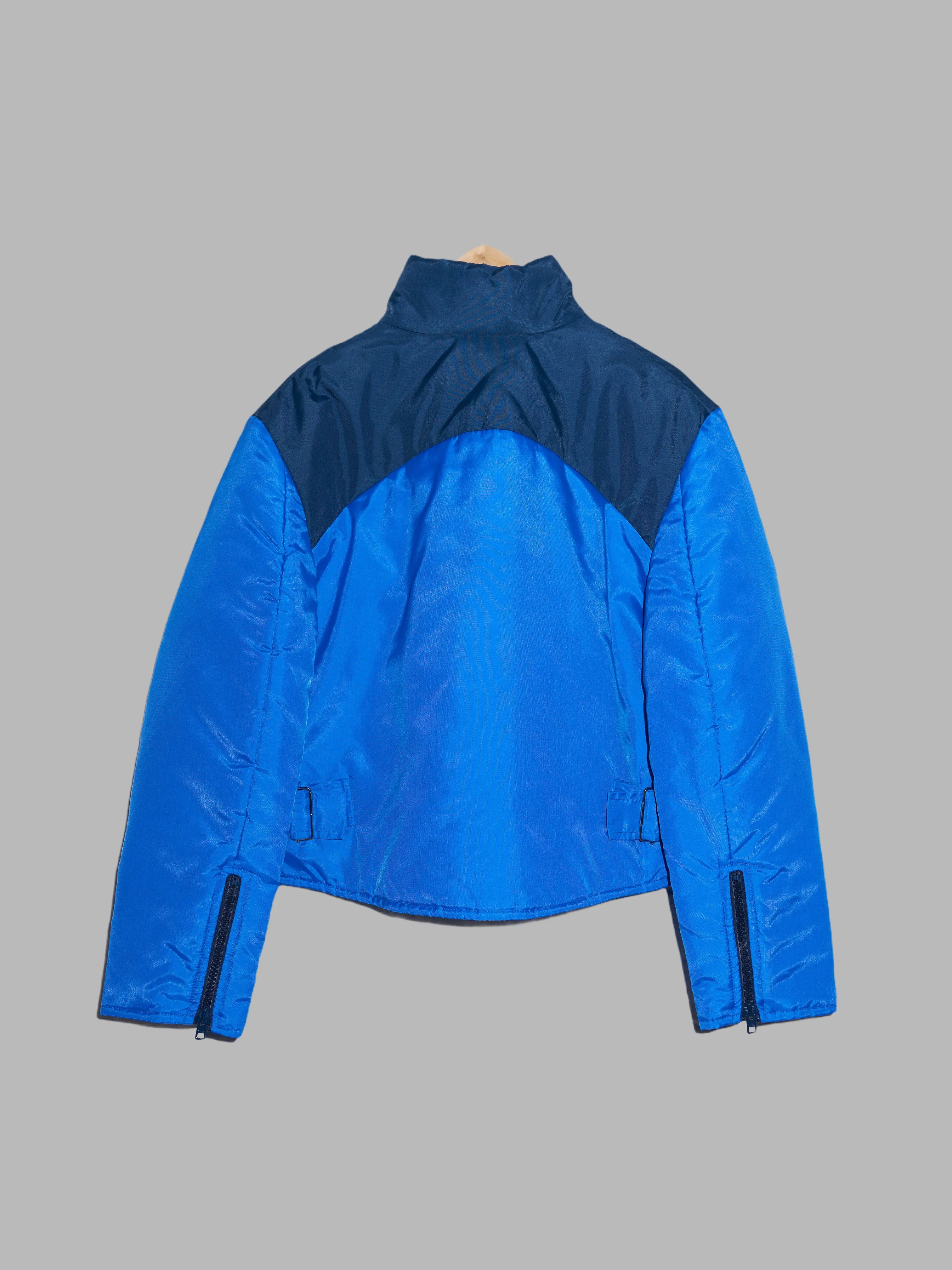 Dexter Wong 1990s blue nylon high neck bomber jacket with target motif - M S