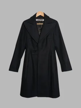 Dirk Bikkembergs 1990s black wool melton large peak lapel coat - size 40