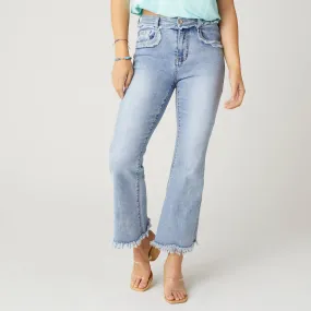 Everstretch Ankle Jeans with Fringe Detail