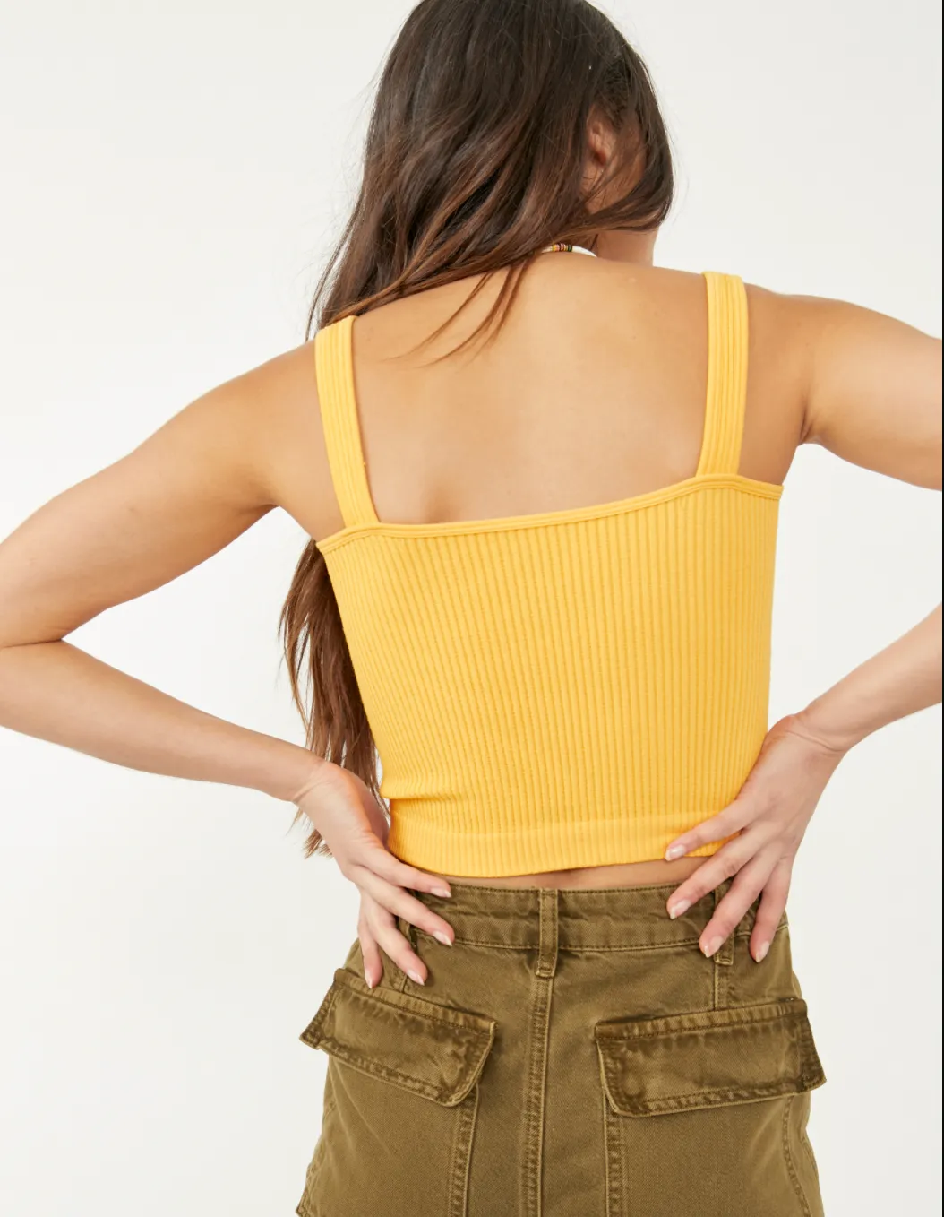 Free People Solid color Ribbed Cropped Brami Tank Top