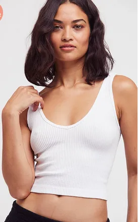 Free People Solid color Ribbed Cropped Brami Tank Top