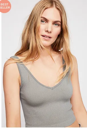 Free People Solid color Ribbed Cropped Brami Tank Top