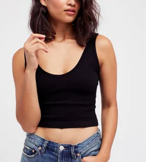 Free People Solid color Ribbed Cropped Brami Tank Top