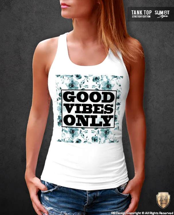 Good Vibes Only Womens T-shirt Tank Top Ocean Blue Print WD154