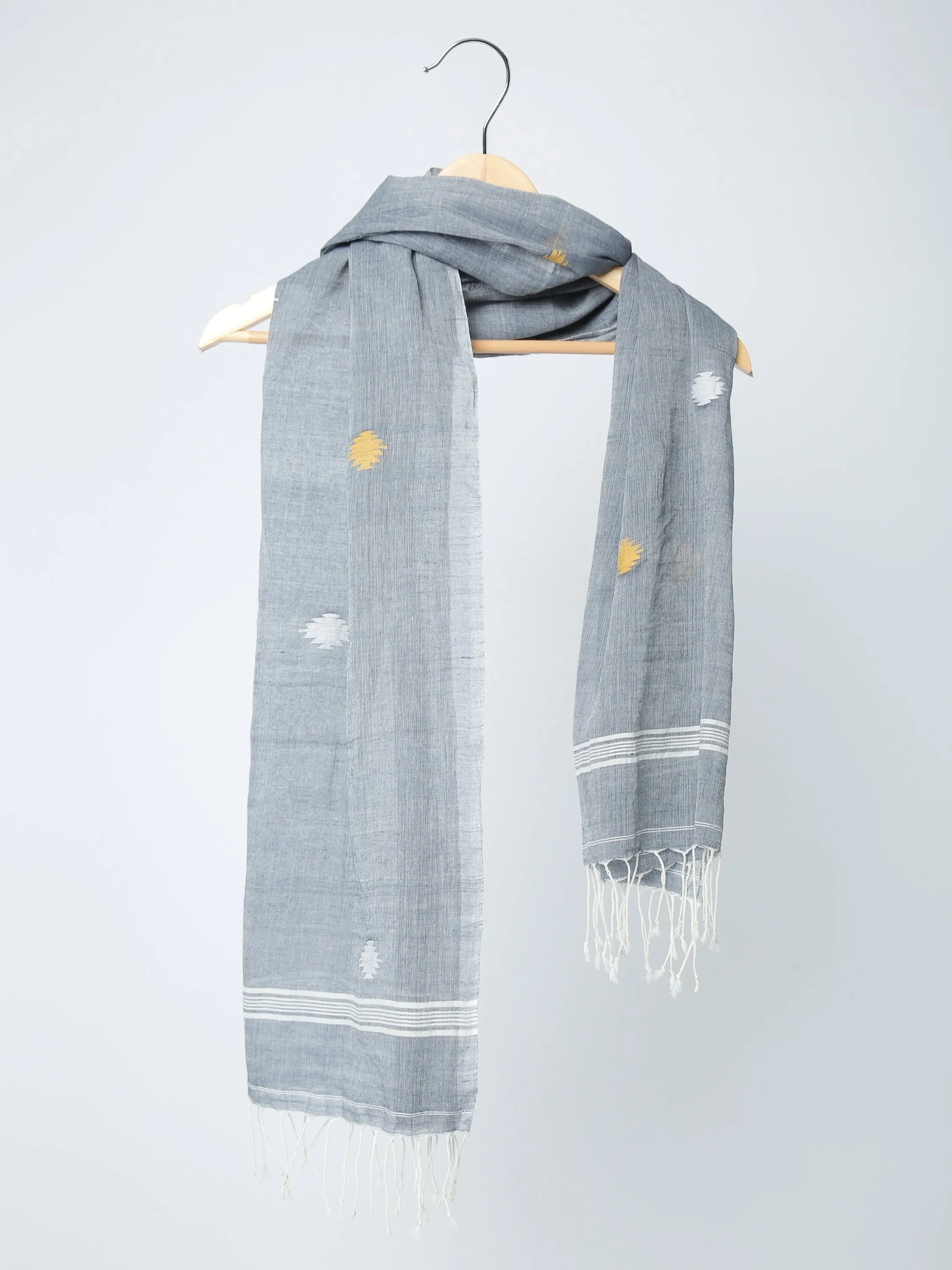 Grey Muslin Cotton Jamdani Stole