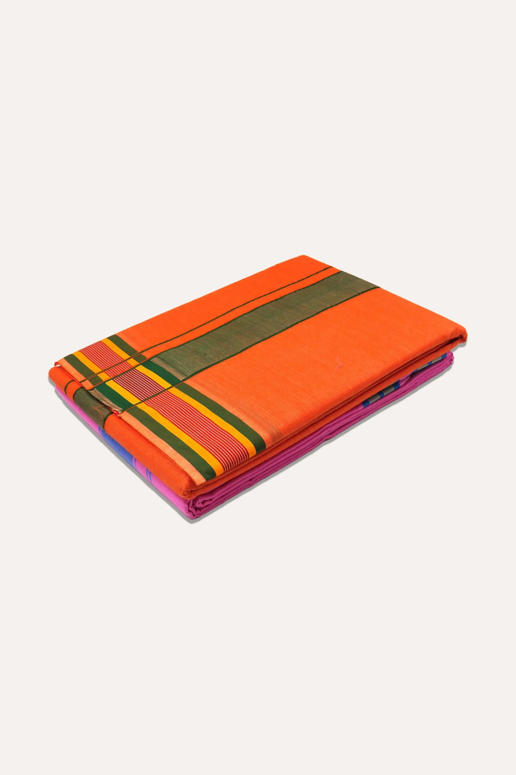 Hariharan Unstitched - Orange Panchakacham Small Border Dhotis For Men | Uathayam