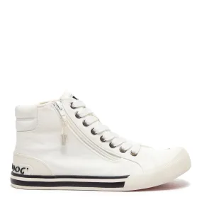 Jazzin White Canvas High-Top Trainers