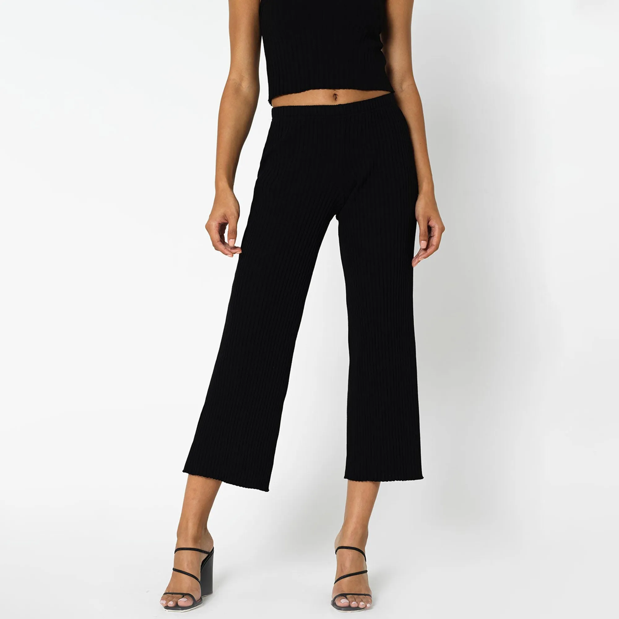 John Elliott Womens Ginza Rib Cropped Pant 'Black'