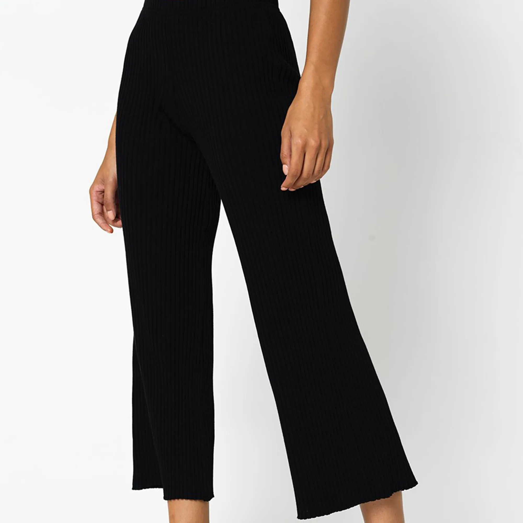 John Elliott Womens Ginza Rib Cropped Pant 'Black'