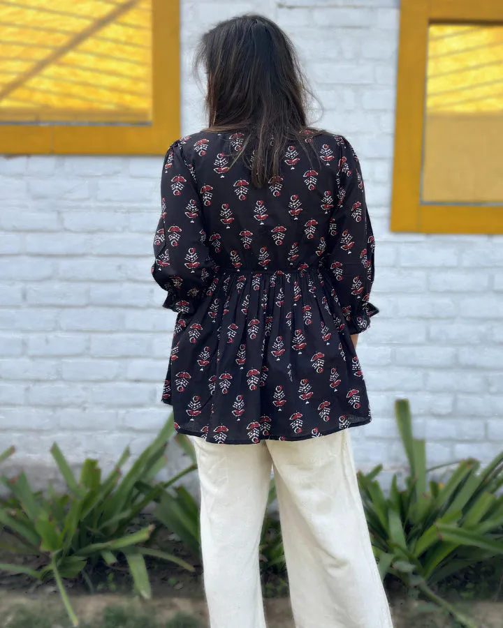 Kala Jamun Cotton Peplum Top