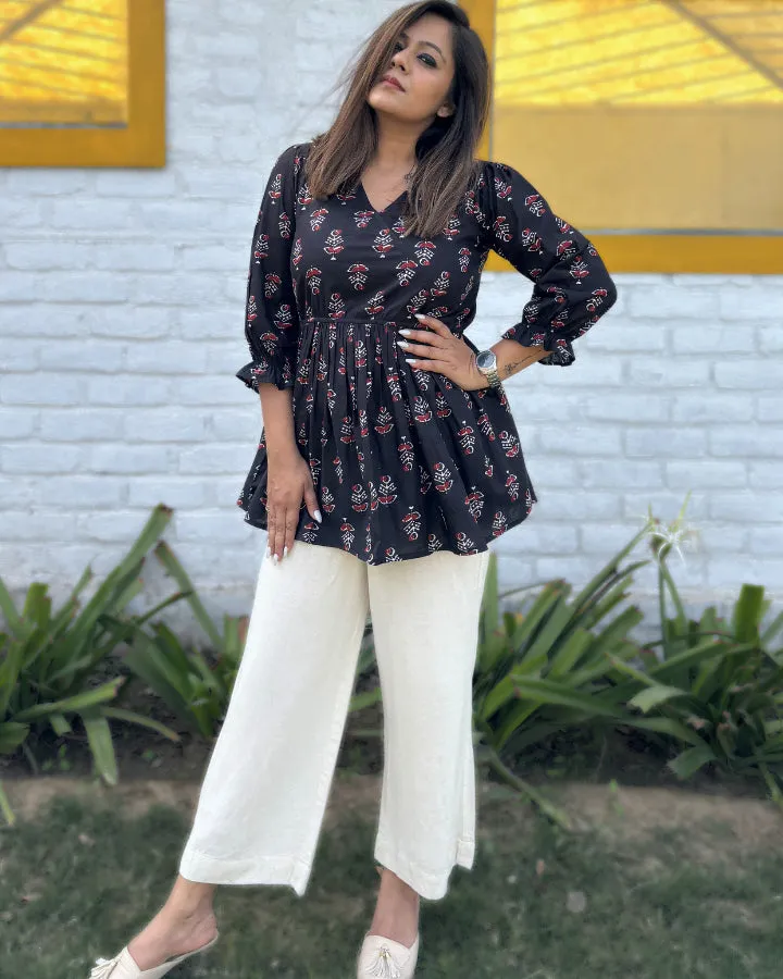 Kala Jamun Cotton Peplum Top