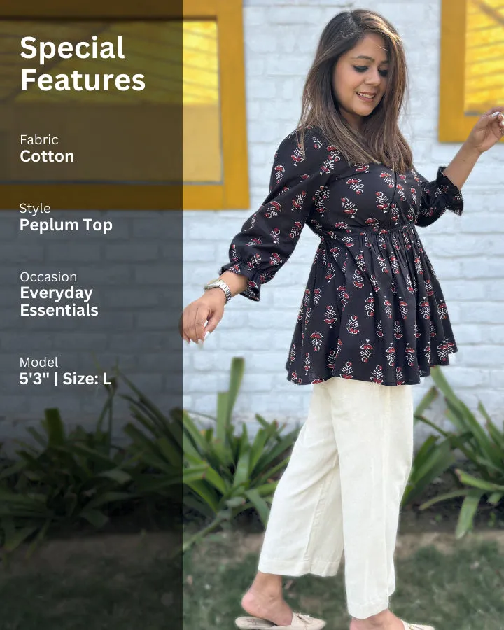 Kala Jamun Cotton Peplum Top