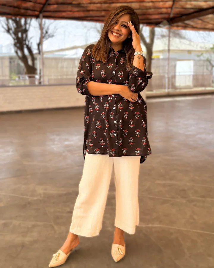 Kala Jamun Long Cotton Aline Shirt