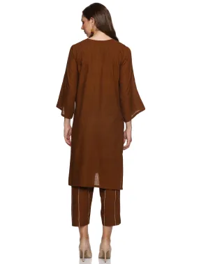 'Leah' Coffee brown handloom co-ord