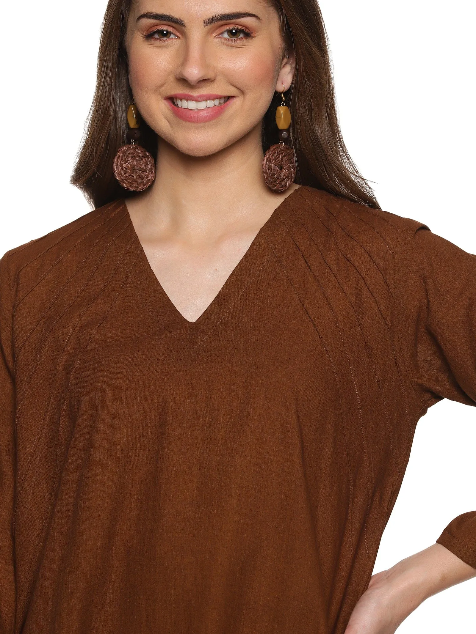 'Leah' Coffee brown handloom co-ord