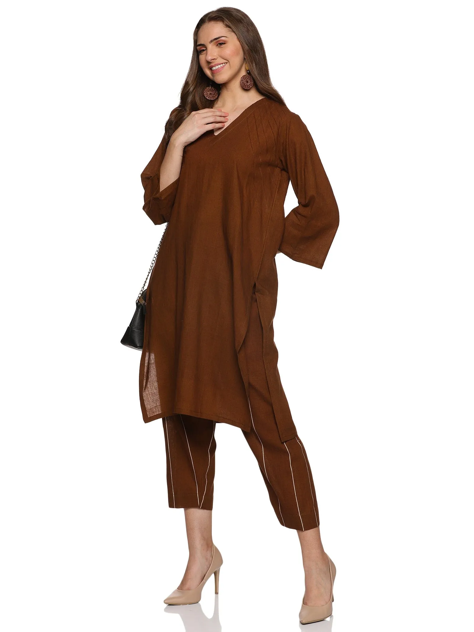 'Leah' Coffee brown handloom co-ord